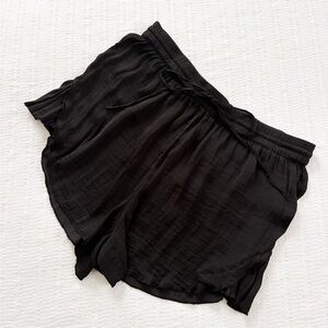 Silky Black Pyjama Bottom Shorts, Size S